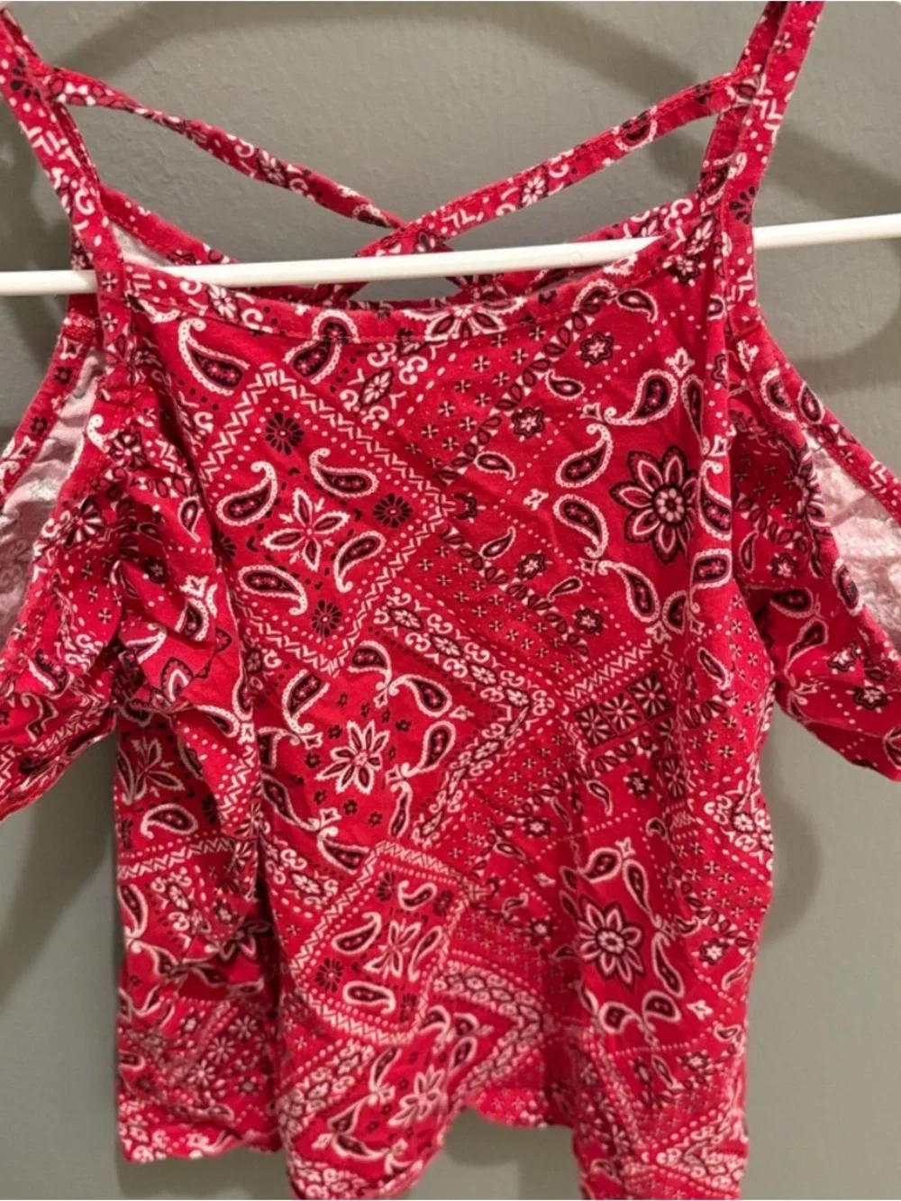 The Children's Place Red Bandana Cold Shoulder Top